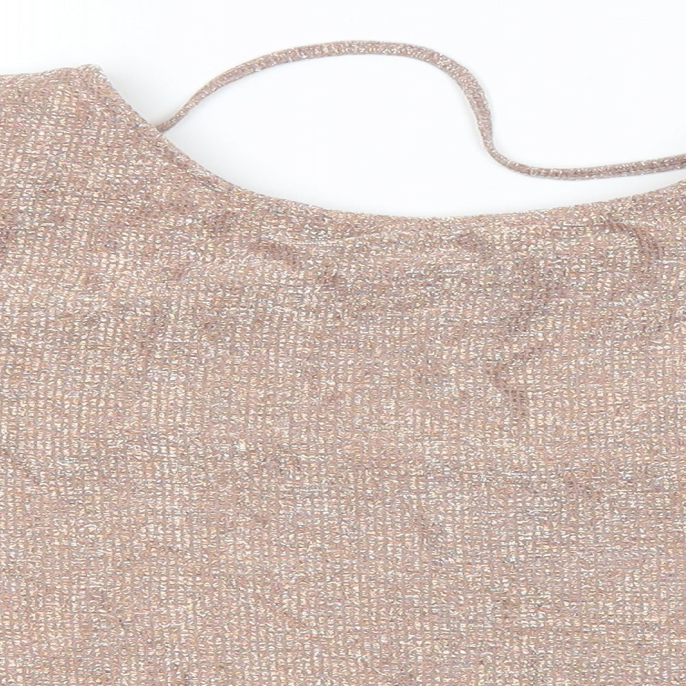 Womens UK Size 14 River Island Pink Cropped T-Shirt