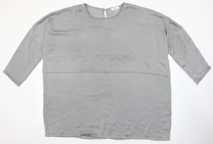 Missguided Womens Grey Polyester Basic Blouse Size 16 Round Neck