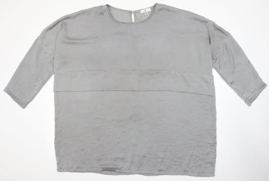 Missguided Womens Grey Polyester Basic Blouse Size 16 Round Neck