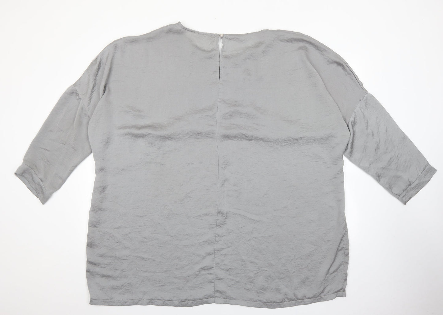 Missguided Womens Grey Polyester Basic Blouse Size 16 Round Neck