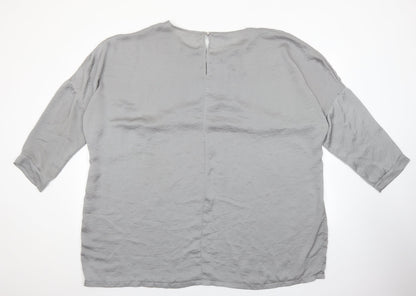 Missguided Womens Grey Polyester Basic Blouse Size 16 Round Neck
