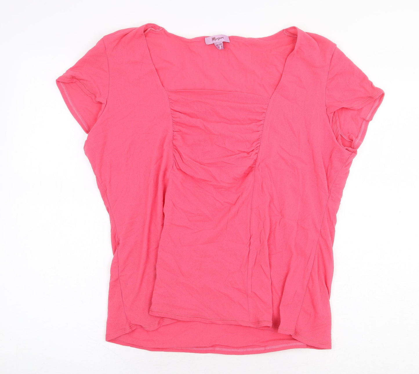 Monsoon Womens Pink Polyamide Basic T-Shirt Size 22 Square Neck