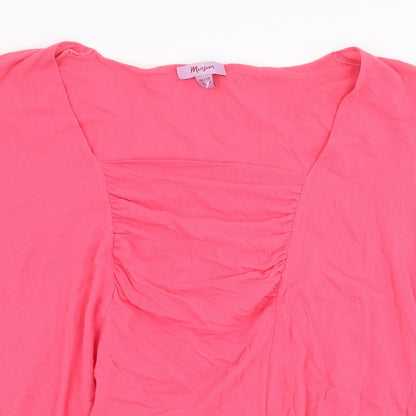 Monsoon Womens Pink Polyamide Basic T-Shirt Size 22 Square Neck