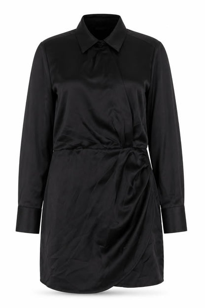 Stradivarius Womens Black Herringbone Polyester Shift Size S Collared Zip