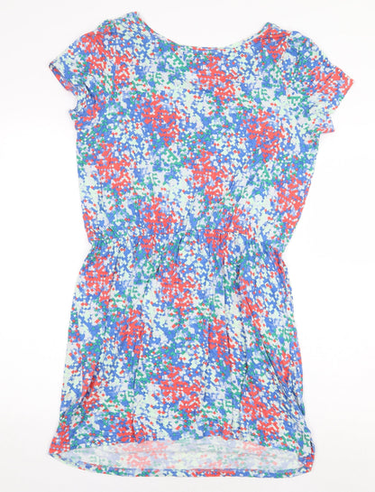 Limited Collection Womens Multicoloured Geometric Viscose T-Shirt Dress Size 14 Boat Neck Pullover