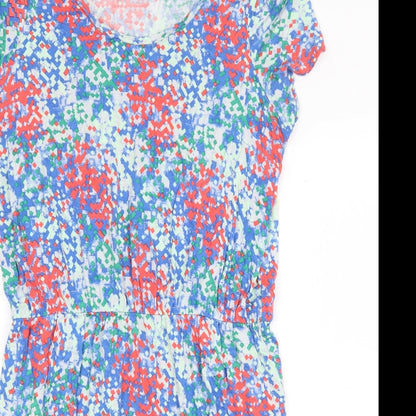 Limited Collection Womens Multicoloured Geometric Viscose T-Shirt Dress Size 14 Boat Neck Pullover