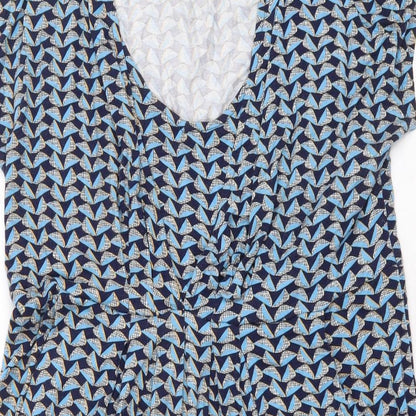 JoJo Maman Bébé Womens Blue Geometric Viscose A-Line Size L Scoop Neck Pullover