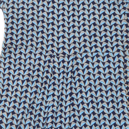 JoJo Maman Bébé Womens Blue Geometric Viscose A-Line Size L Scoop Neck Pullover