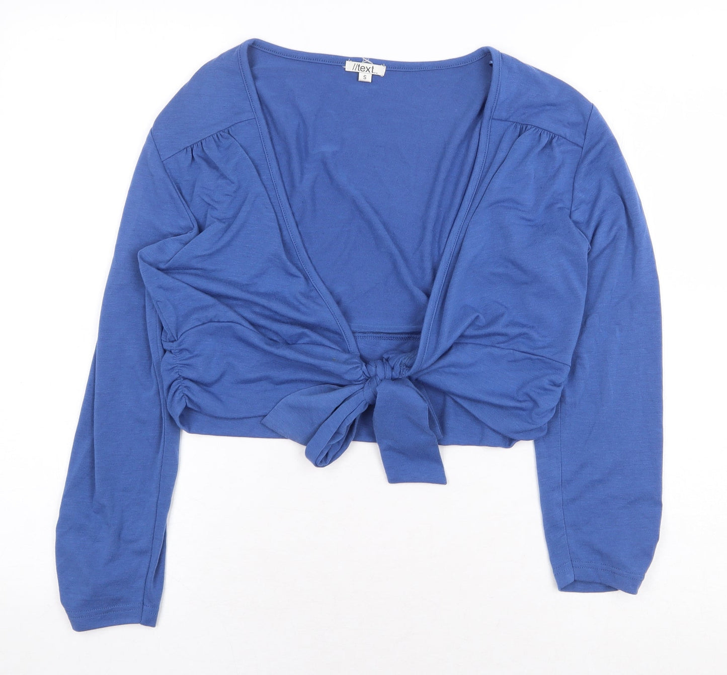 Womens UK Size S Text Blue Cropped T-Shirt