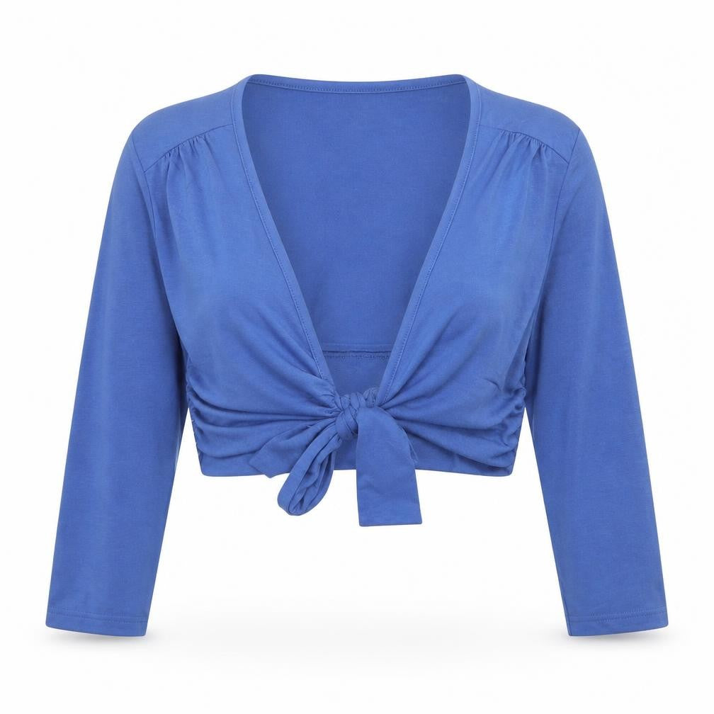Womens UK Size S Text Blue Cropped T-Shirt