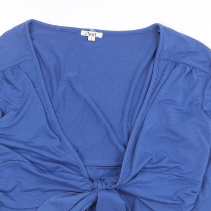 Womens UK Size S Text Blue Cropped T-Shirt