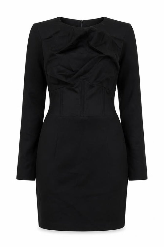 Zara Womens Black Polyamide Pencil Dress Size S Boat Neck Zip