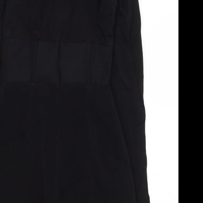 Zara Womens Black Polyamide Pencil Dress Size S Boat Neck Zip