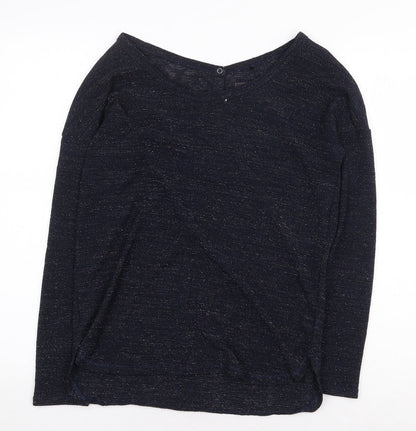 NEXT Womens Blue Polyester Basic T-Shirt Size 6 V-Neck