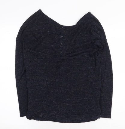NEXT Womens Blue Polyester Basic T-Shirt Size 6 V-Neck