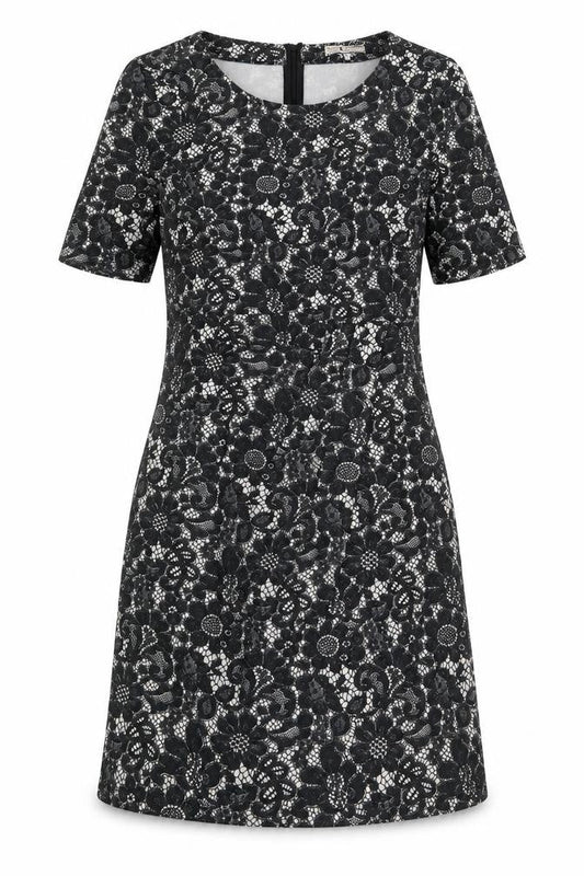 Billie & Blossom Womens Black Floral Polyester A-Line Size 12 Boat Neck Zip