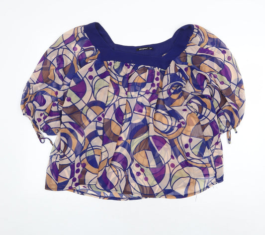 Womens UK Size 12 Atmosphere Multicoloured Cropped Blouse