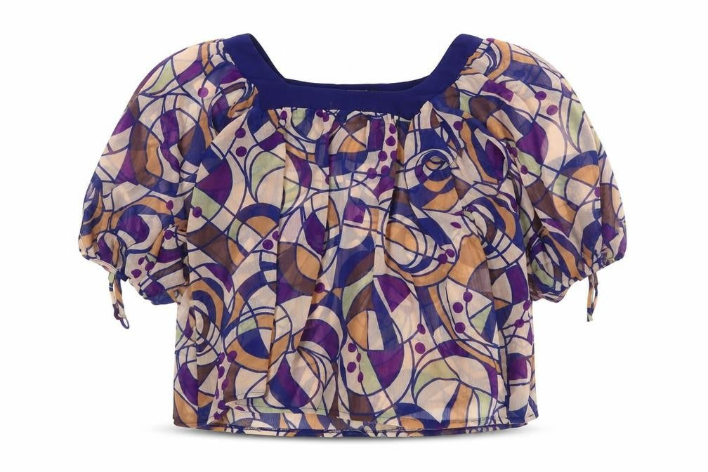 Womens UK Size 12 Atmosphere Multicoloured Cropped Blouse