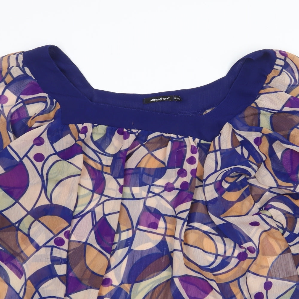 Womens UK Size 12 Atmosphere Multicoloured Cropped Blouse