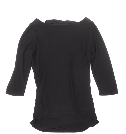 Coast Womens Black Polyester Basic Blouse Size 8 Boat Neck