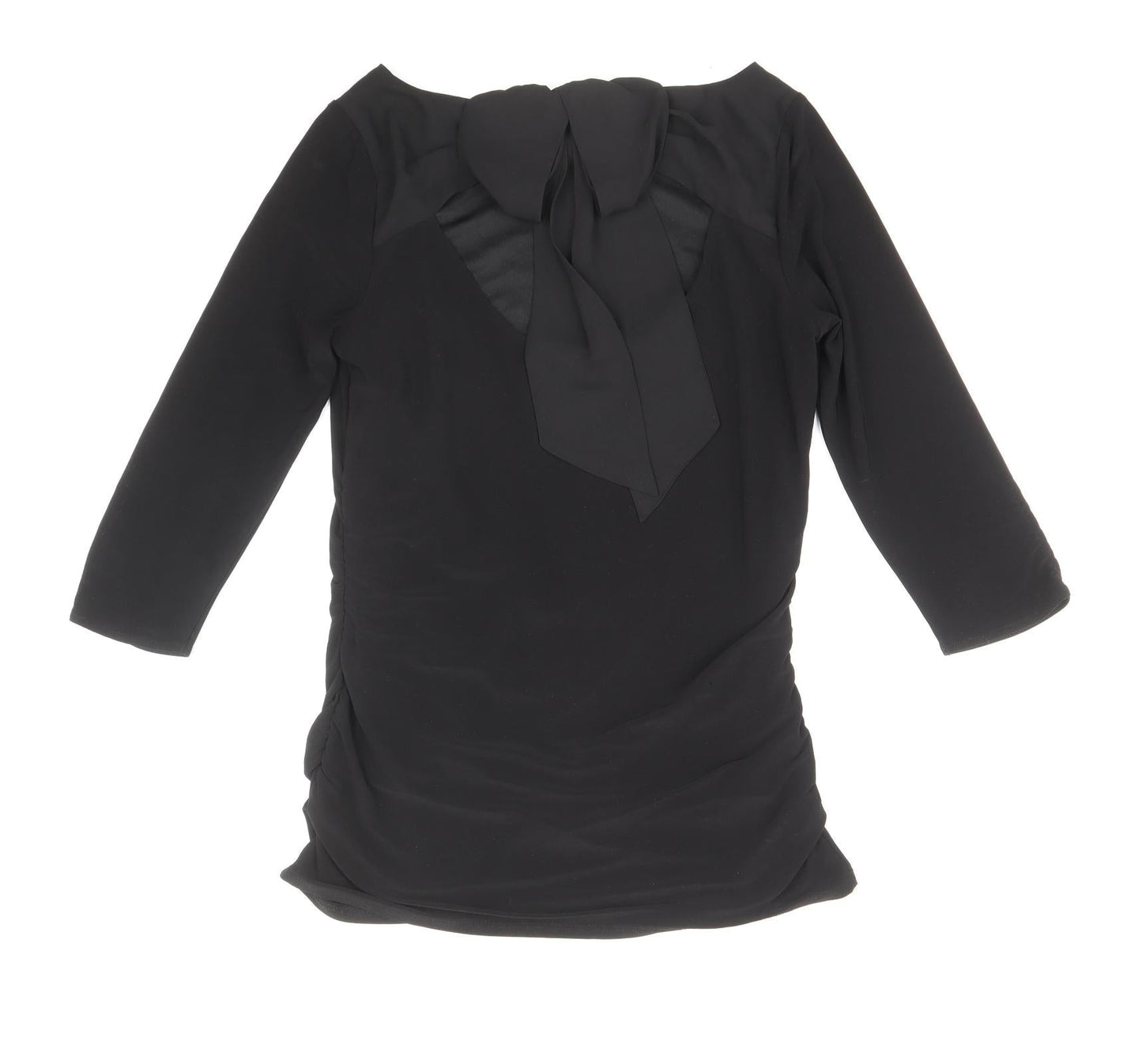 Coast Womens Black Polyester Basic Blouse Size 8 Boat Neck