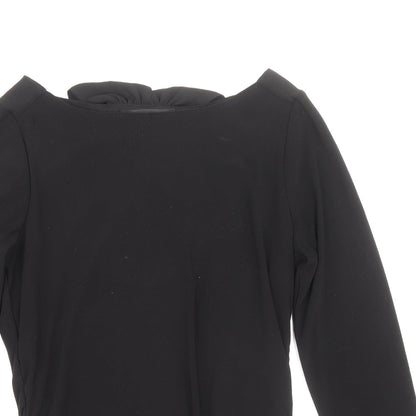 Coast Womens Black Polyester Basic Blouse Size 8 Boat Neck