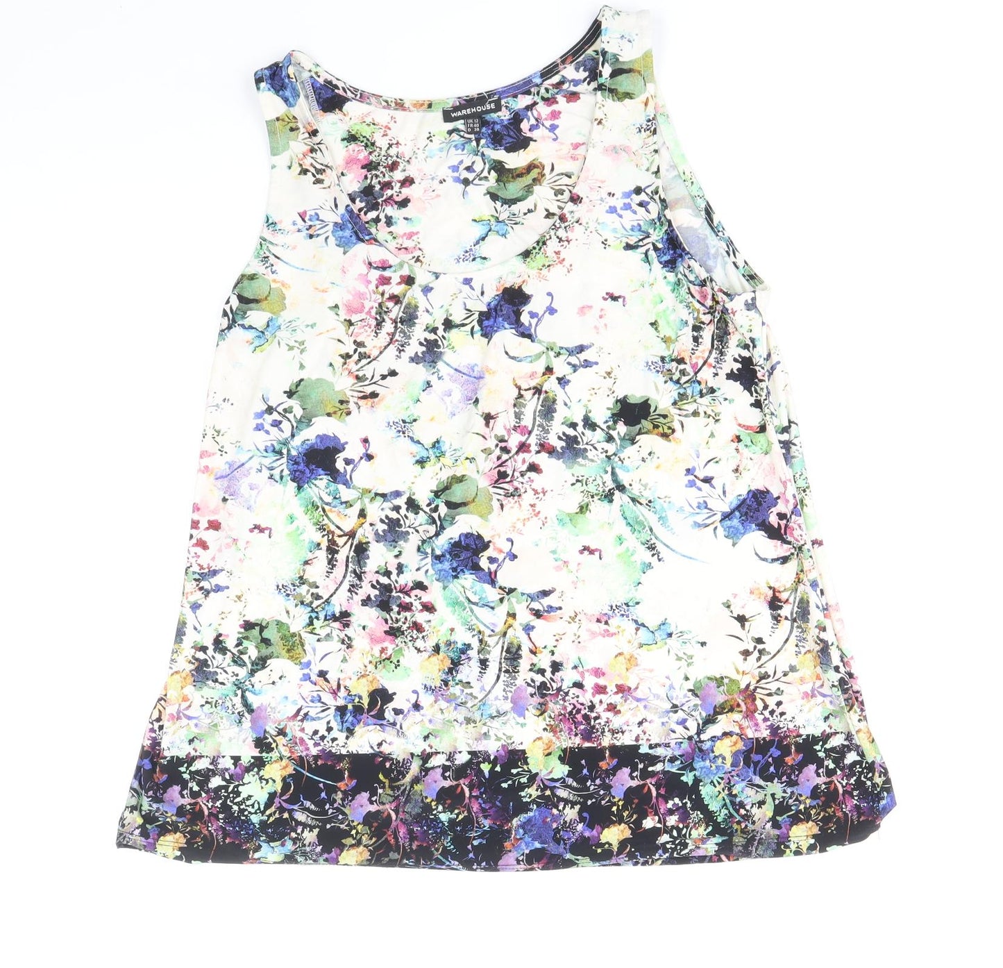 Womens UK Size 12 Warehouse Multicoloured Basic Blouse