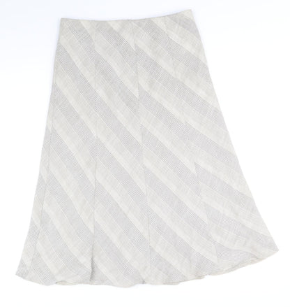 Marks and Spencer Womens Beige Geometric Polyester Flare Skirt Size 10