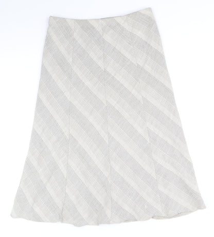 Marks and Spencer Womens Beige Geometric Polyester Flare Skirt Size 10