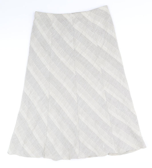 Marks and Spencer Womens Beige Geometric Polyester Flare Skirt Size 10