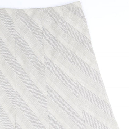 Marks and Spencer Womens Beige Geometric Polyester Flare Skirt Size 10