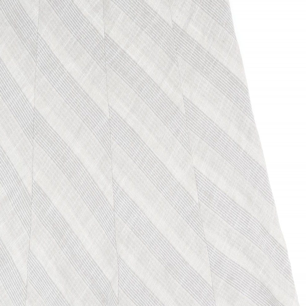 Marks and Spencer Womens Beige Geometric Polyester Flare Skirt Size 10