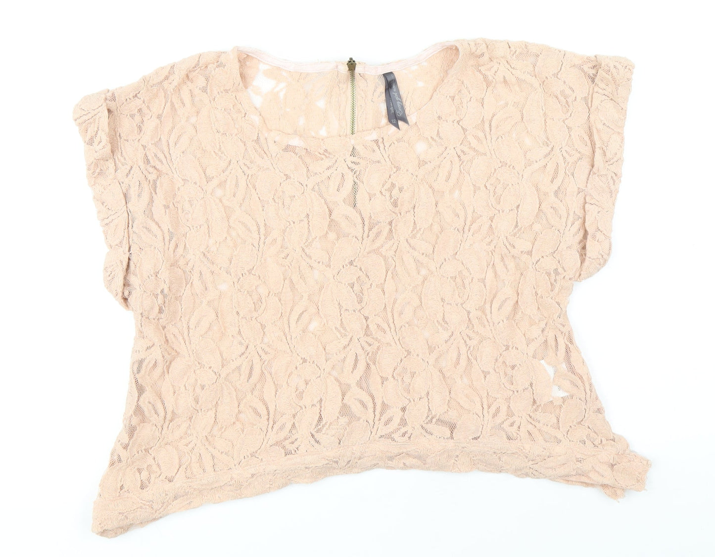 Influence Womens Pink Cotton Basic Blouse Size 12 Round Neck