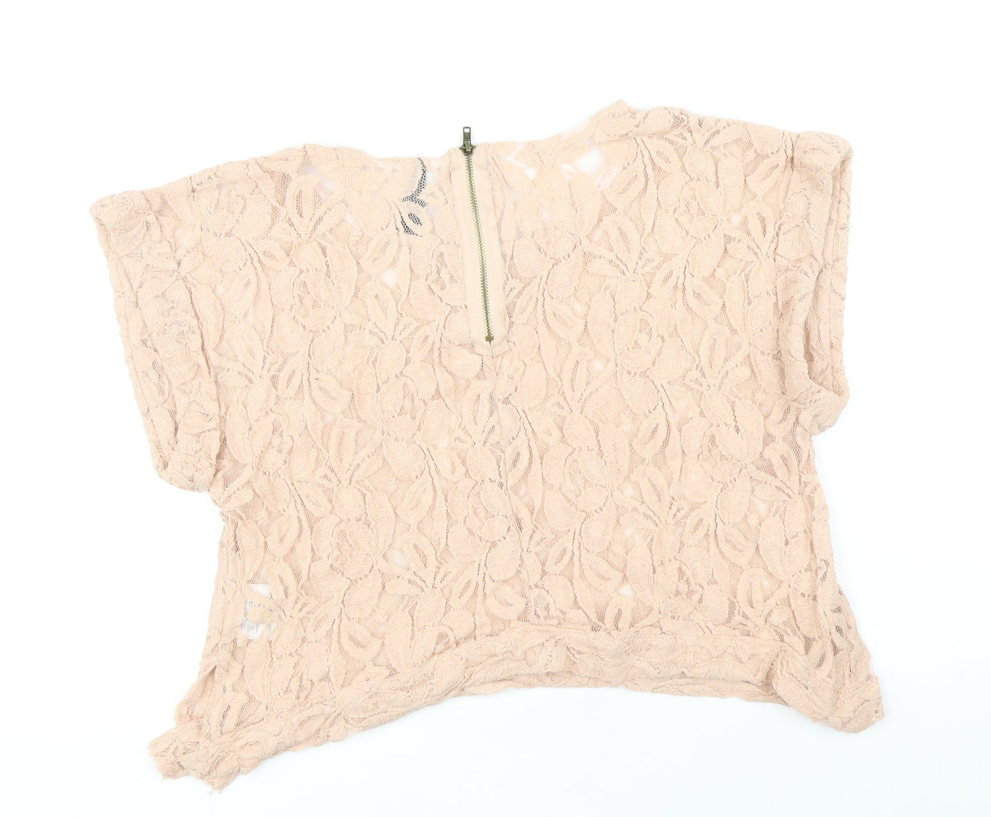 Influence Womens Pink Cotton Basic Blouse Size 12 Round Neck