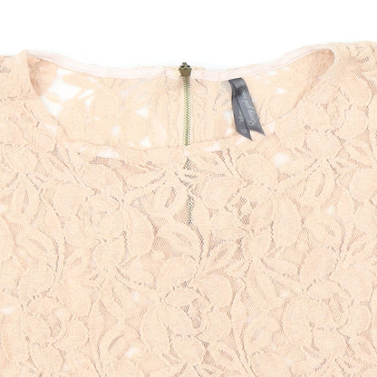 Influence Womens Pink Cotton Basic Blouse Size 12 Round Neck