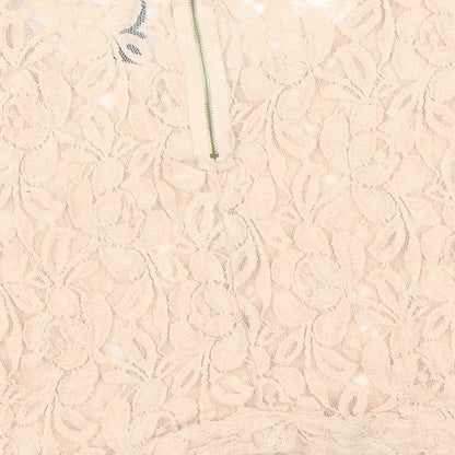 Influence Womens Pink Cotton Basic Blouse Size 12 Round Neck