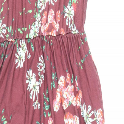 KidsForm Womens Red Floral Cotton Maxi Size M Scoop Neck Pullover