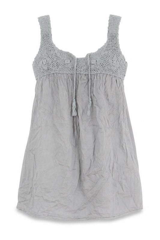 LERROS Womens Grey Geometric Cotton Basic Tank Size 10 Scoop Neck