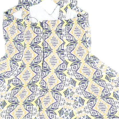Missguided Womens Multicoloured Geometric Polyester Skater Dress Size 10 V-Neck Zip