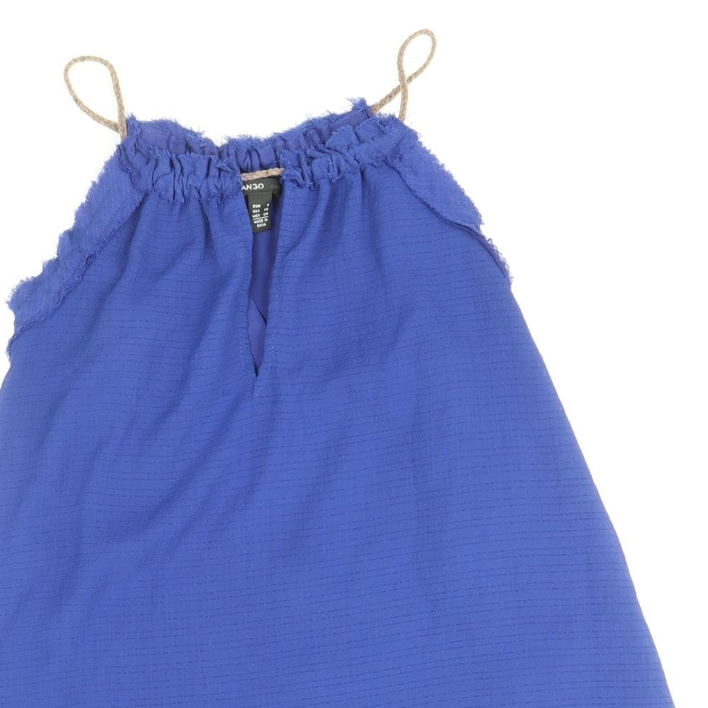 Womens UK Size S Mango Blue Basic Tank