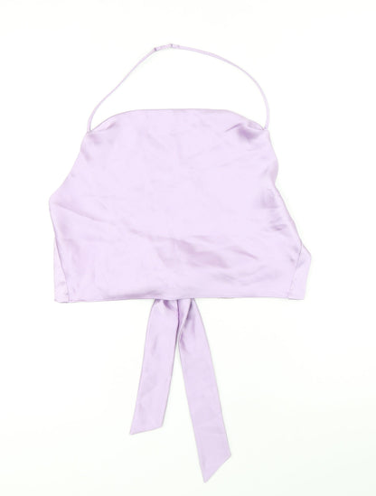 Womens UK Size L Zara Purple Cropped Blouse