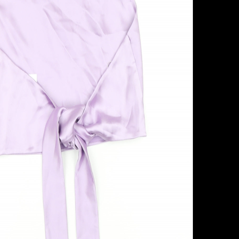 Womens UK Size L Zara Purple Cropped Blouse