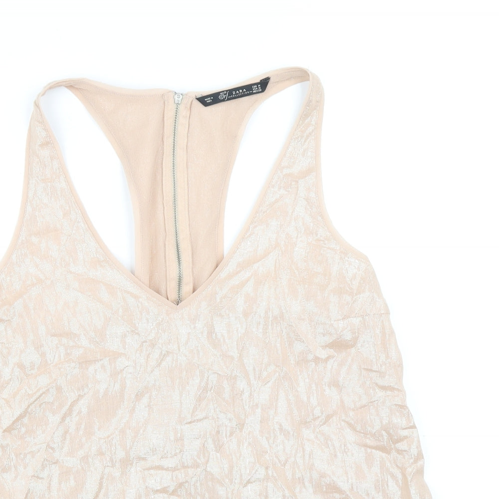 Womens UK Size M Zara Pink Basic Tank