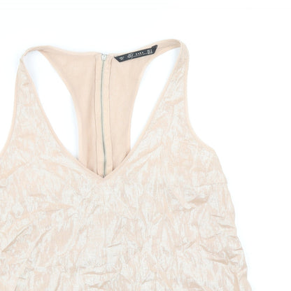 Womens UK Size M Zara Pink Basic Tank