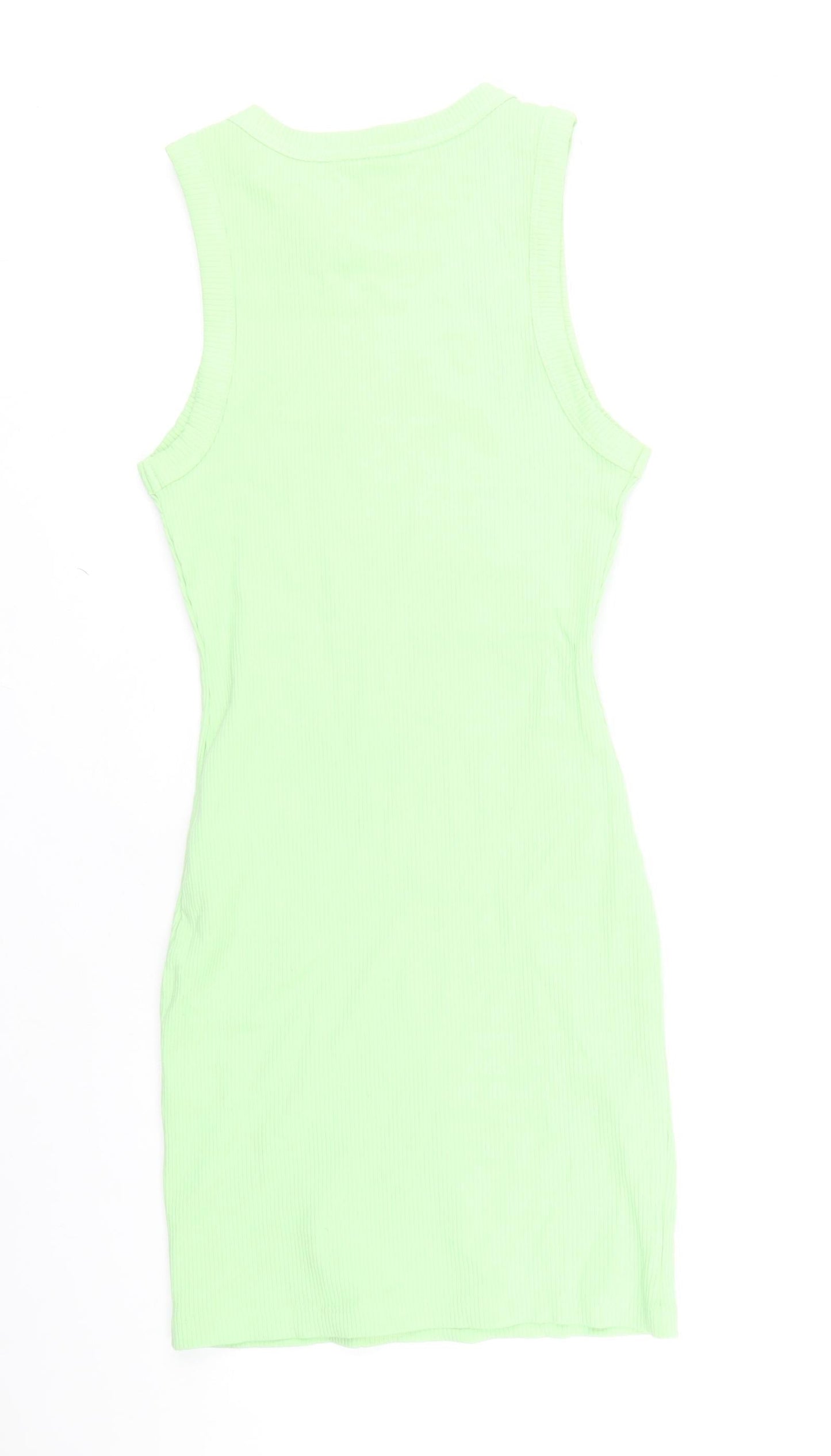 Berhska Womens Green Cotton Tank Dress Size XS Round Neck Pullover - Ribbed