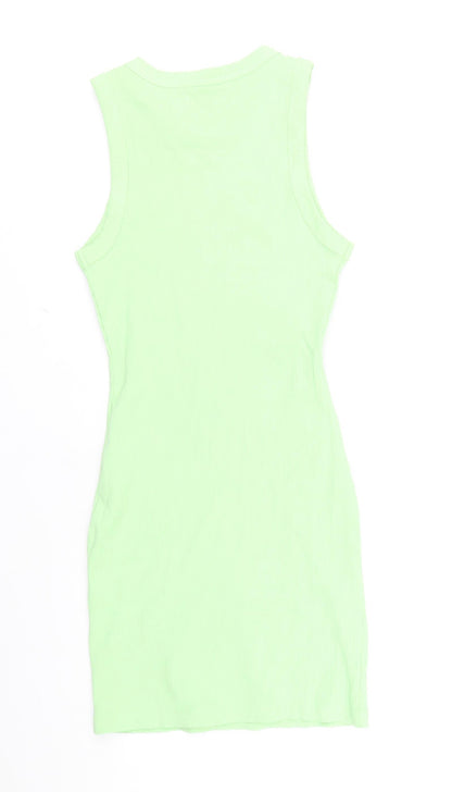 Berhska Womens Green Cotton Tank Dress Size XS Round Neck Pullover - Ribbed