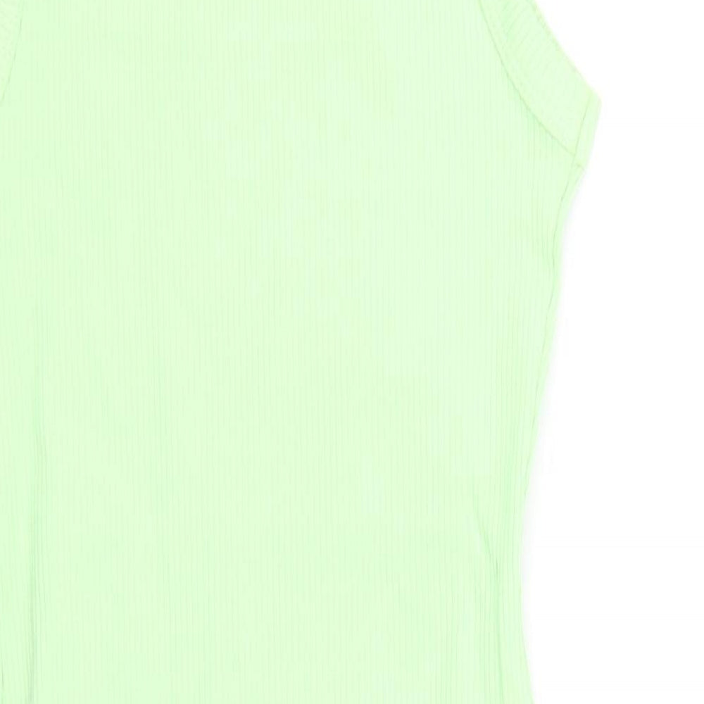 Berhska Womens Green Cotton Tank Dress Size XS Round Neck Pullover - Ribbed