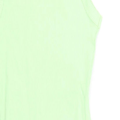 Berhska Womens Green Cotton Tank Dress Size XS Round Neck Pullover - Ribbed