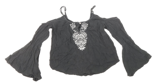 Womens UK Size XS Hollister Grey Basic Blouse