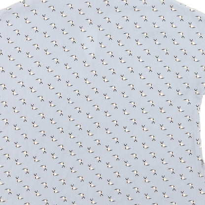 Primark Womens Blue Geometric Polyester Basic Blouse Size 8 Mock Neck - Cat Pattern
